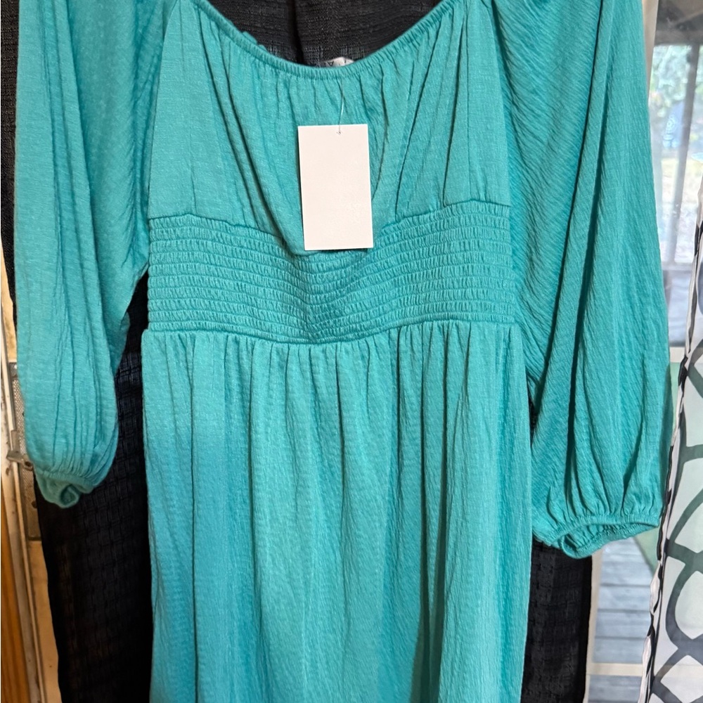 Teal Long Sleeve Dress